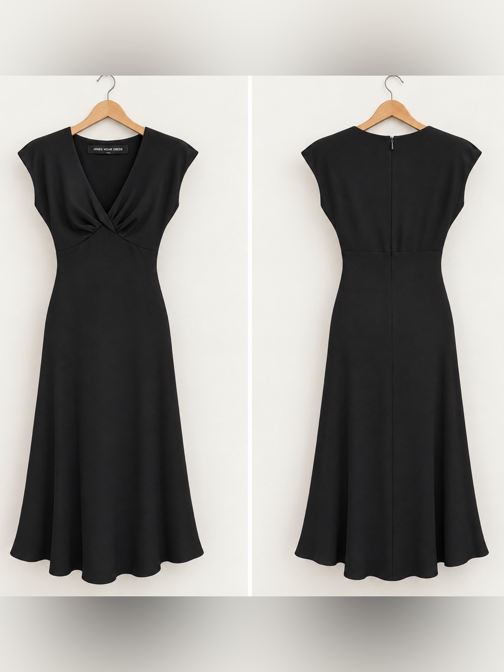Jones Wear Black Fit & Flare Maxi Dress Size 8 V Neck NWT